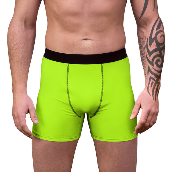 Neon Green Men's Boxer Briefs, Bright Sexy Underwear-All Over Prints-Printify-L-Black Seams-Heidi Kimura Art LLC Neon Green Men's Boxer Briefs, Bright Sexy Underwear, Men's Gay Erotic Boxer Briefs Underwear (US Size: XS-3XL)
