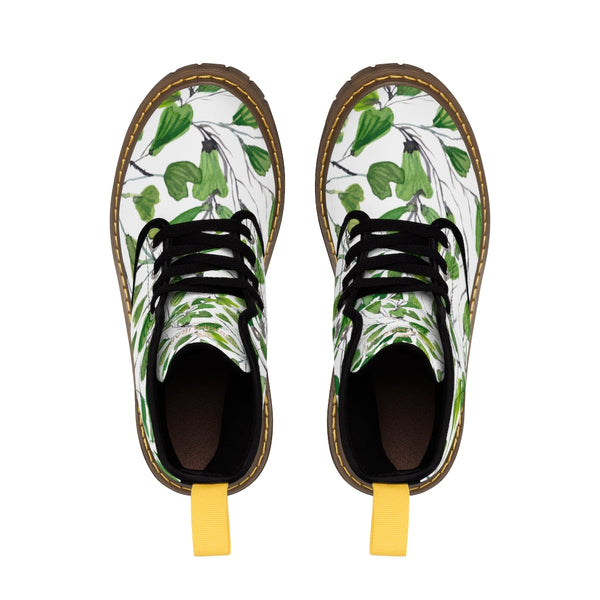 Green Maidenhair Women's Canvas Boots, Tropical Fern Print Winter Boots For Ladies-Shoes-Printify-Heidi Kimura Art LLC