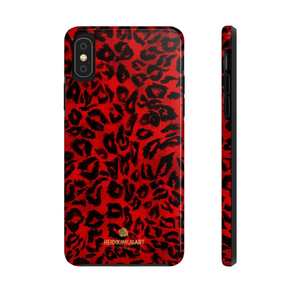 Red Leopard Print Phone Case, Animal Print Case Mate Tough Phone Cases-Made in USA - Heidikimurart Limited 