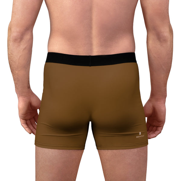 Dark Brown Men's Boxer Briefs, Modern Solid Color Minimalist Basic Sexy Underwear For Men-All Over Prints-Printify-Heidi Kimura Art LLC