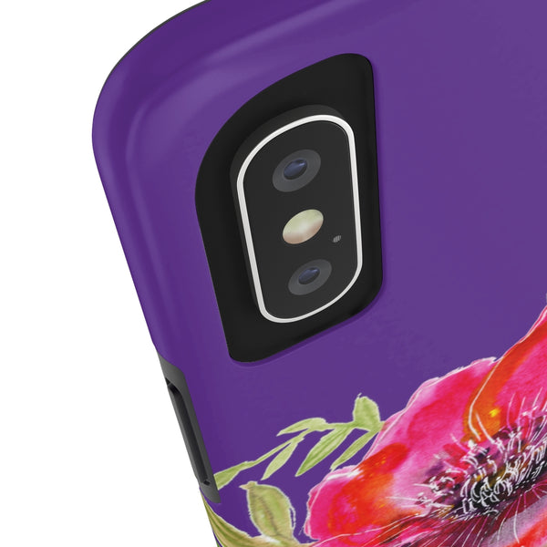 Purple Red Hibiscus Phone Case, Floral Print Flower Case Mate Tough Phone Cases-Made in USA - Heidikimurart Limited 