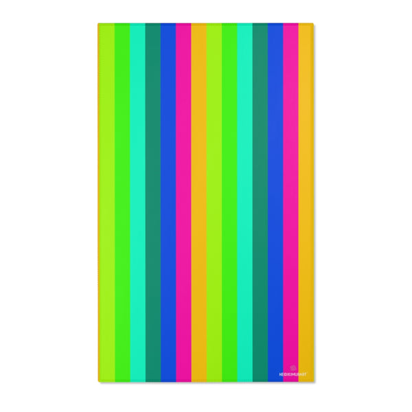 Rainbow Striped Area Rugs, Colorful Gay Pride Deluxe Premium Quality Best Designer 24x36, 36x60, 48x72 inches Indoor Soft Polyester Chenille Fabric Soft Spot Clean Only Area Rugs For Your Home or Office Spaces -Printed in the USA
