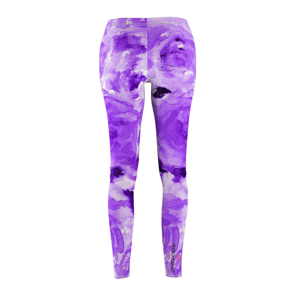 Purple Abstract Print Casual Leggings