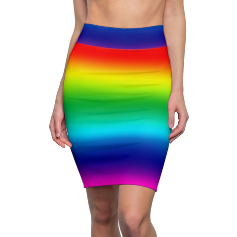 Bright Rainbow Women's Pencil Skirt - Heidikimurart Limited 