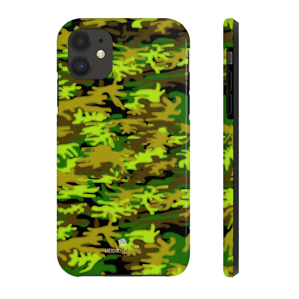 Black Green Camo iPhone Case, Case Mate Tough Samsung Galaxy Phone Cases-Phone Case-Printify-iPhone 11-Heidi Kimura Art LLC