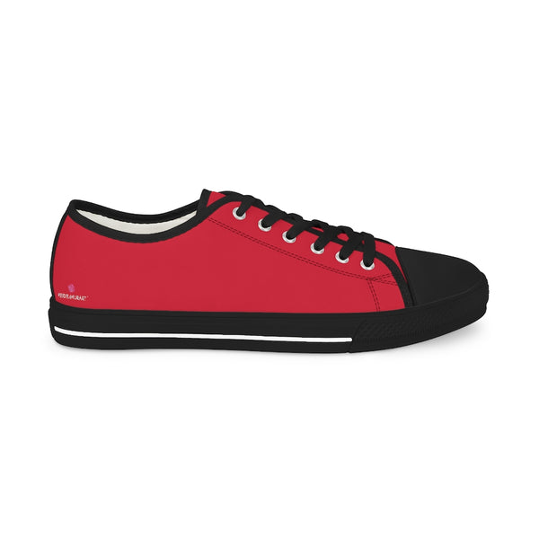 Bright Red Men's Sneakers, Solid Color Modern Minimalist Best Breathable Designer Men's Low Top Canvas Fashion Sneakers With Durable Rubber Outsoles and Shock-Absorbing Layer and Memory Foam Insoles (US Size: 5-14)
