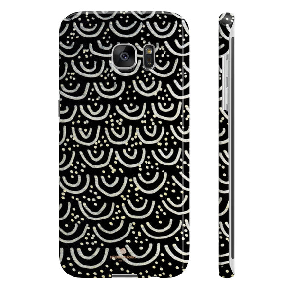 Black Mermaid Scale Print Slim iPhone/ Samsung Galaxy Phone Case, Made in UK-Phone Case-Samsung Galaxy S7 Edge Slim-Glossy-Heidi Kimura Art LLC