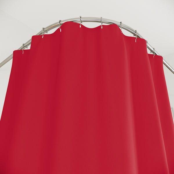Bright Red Polyester Shower Curtain, Modern Minimalist Solid Color Print 71" × 74" Modern Kids or Adults Colorful Best Premium Quality American Style One-Sided Luxury Durable Stylish Unique Interior Bathroom Shower Curtains - Printed in USA
