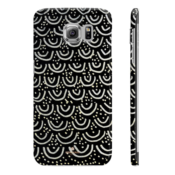 Black Mermaid Scale Print Slim iPhone/ Samsung Galaxy Phone Case, Made in UK-Phone Case-Samsung Galaxy S6 Slim-Glossy-Heidi Kimura Art LLC