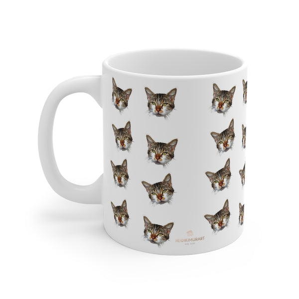 Cat Peanut Print Mug 11oz, Coffee Tea Ceramic Cup With Rounded Corners with C-Handle-Mug-Printify-11oz-Heidi Kimura Art LLC