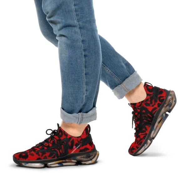 Red Leopard Men's Shoes, Best Comfy Animal Print Men's Mesh Sports Sneakers Shoes (US Size: 5-12)