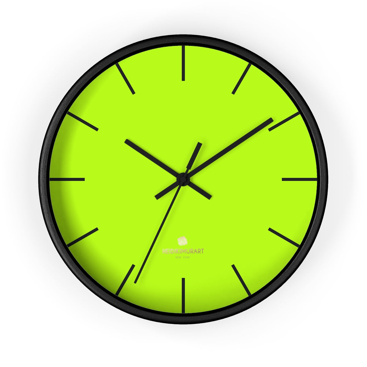 Neon Green Solid Color Plain Fancy Modern 10" Diameter Wall Clock- Made in USA-Wall Clock-10 in-Black-Black-Heidi Kimura Art LLC
