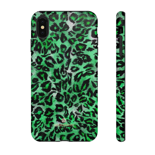 Green Leopard Phone Case, Animal Print Tough Designer Phone Case -Made in USA-Phone Case-Printify-iPhone XS MAX-Matte-Heidi Kimura Art LLC