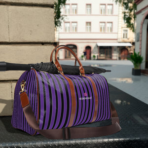 Purple Striped Waterproof Travel Bag