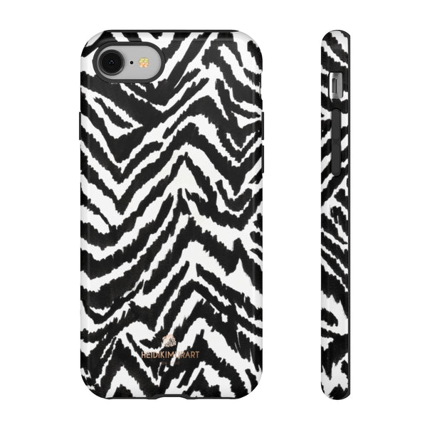 White Tiger Stripe Phone Case, Animal Print Best Tough Designer Phone Case -Made in USA-Phone Case-Printify-iPhone 8-Glossy-Heidi Kimura Art LLC