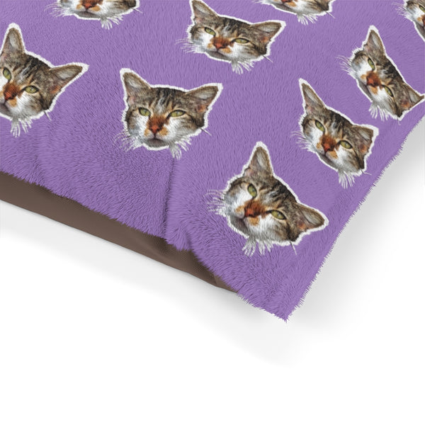 Light Purple Cat Pet Bed, Solid Color Machine-Washable Pet Pillow With Zippers-Printed in USA-Pets-Printify-Heidi Kimura Art LLC