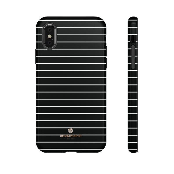Black White Striped Tough Cases, Designer Phone Case-Made in USA-Phone Case-Printify-iPhone XS-Glossy-Heidi Kimura Art LLC