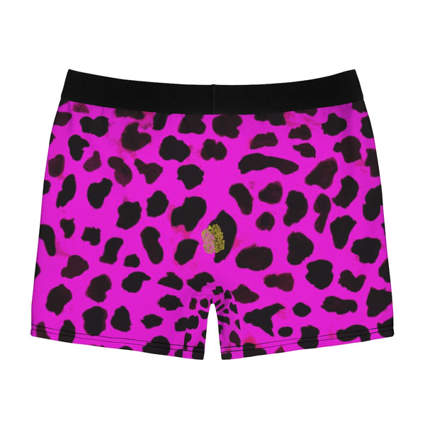Sexy Hot Pink Leopard Animal Print Men's Boxer Briefs Underwear (US Size: XS-3XL)-Men's Underwear-Heidi Kimura Art LLC