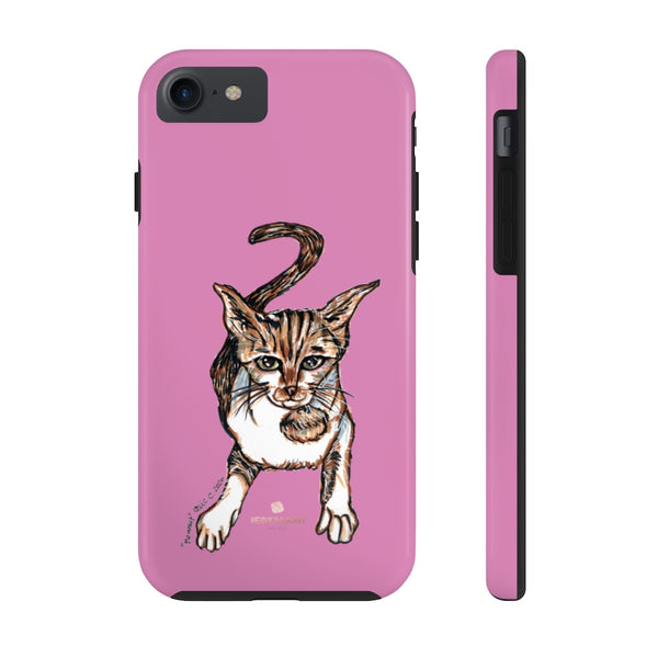 Pink Cat Phone Case, Peanut Meow Cat Designer Case Mate Tough Phone Cases-Printed in USA - Heidikimurart Limited 
