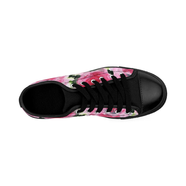 Pink Garden Fairy Rose Floral Designer Low Top Women's Sneakers Shoes (US Size 6-12)-Women's Low Top Sneakers-Heidi Kimura Art LLC