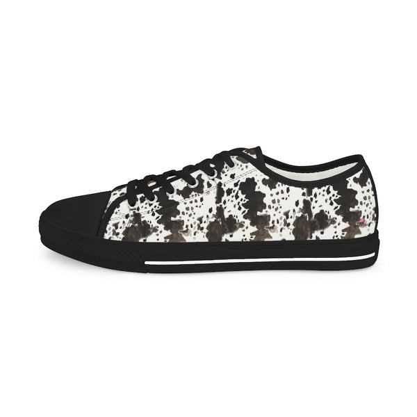 Cow Print Men's Low Tops, Cow Spots Animal Print Modern Minimalist Best Breathable Designer Men's Low Top Canvas Fashion Sneakers With Durable Rubber Outsoles and Shock-Absorbing Layer and Memory Foam Insoles (US Size: 5-14)