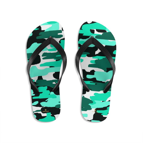 Blue White Camo Military Print Unisex Flip-Flops Beach Pool Sandals- Made in USA-Flip-Flops-Heidi Kimura Art LLC