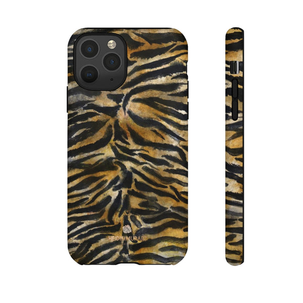Brown Tiger Striped Tough Cases, Animal Print Best Designer Phone Case-Made in USA-Phone Case-Printify-iPhone 11 Pro-Matte-Heidi Kimura Art LLC