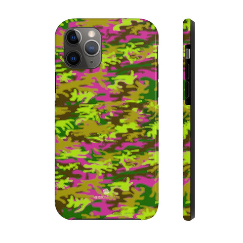 Hot Pink Green Camo iPhone Case, Case Mate Tough Samsung Galaxy Phone Cases-Phone Case-Printify-iPhone 11 Pro-Heidi Kimura Art LLC Pink Green Camo iPhone Case, Camouflage Army Military Print Sexy Modern Designer Case Mate Tough Phone Case For iPhones and Samsung Galaxy Devices-Printed in USA