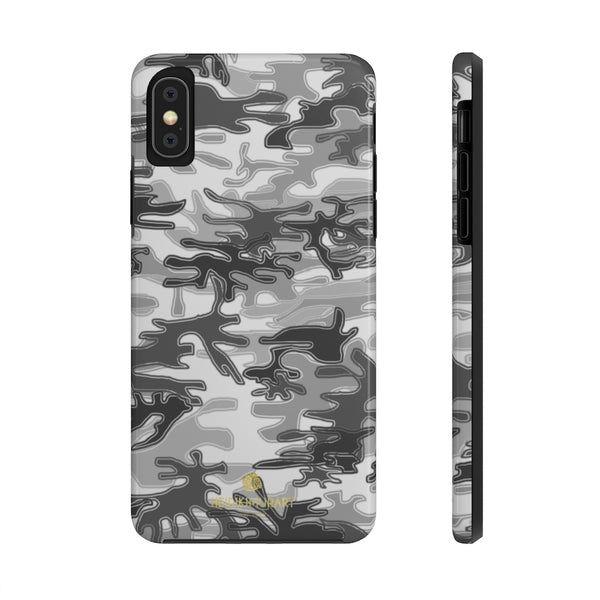Grey Camo Print iPhone Case, Army Camoflage Case Mate Tough Phone Cases-Phone Case-Printify-iPhone XS-Heidi Kimura Art LLC