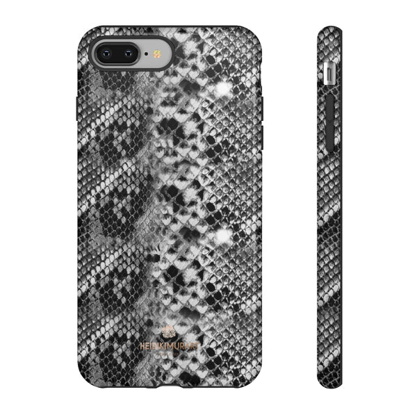 Black Snakeskin Print Tough Cases, Designer Phone Case-Made in USA-Phone Case-Printify-iPhone 8 Plus-Glossy-Heidi Kimura Art LLC