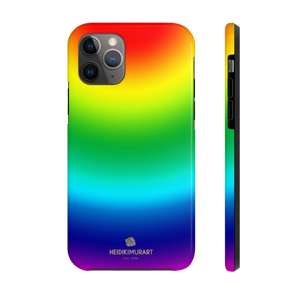 Rainbow Gay Pride iPhone Case, Ombre Desisgner Case Mate Tough Phone Cases-Phone Case-Printify-iPhone 11 Pro-Heidi Kimura Art LLC Rainbow Gay Pride iPhone Case, Colorful Gay Friendly Print Phone Case, Designer Case Mate Tough Phone Cases For iPhones or Samsung Galaxy Devices -Made in USA