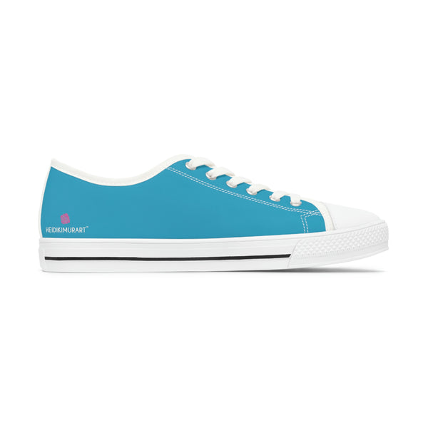 Turquoise Blue Color Ladies' Sneakers, Best Solid Color Designer Women's Low Top Sneakers