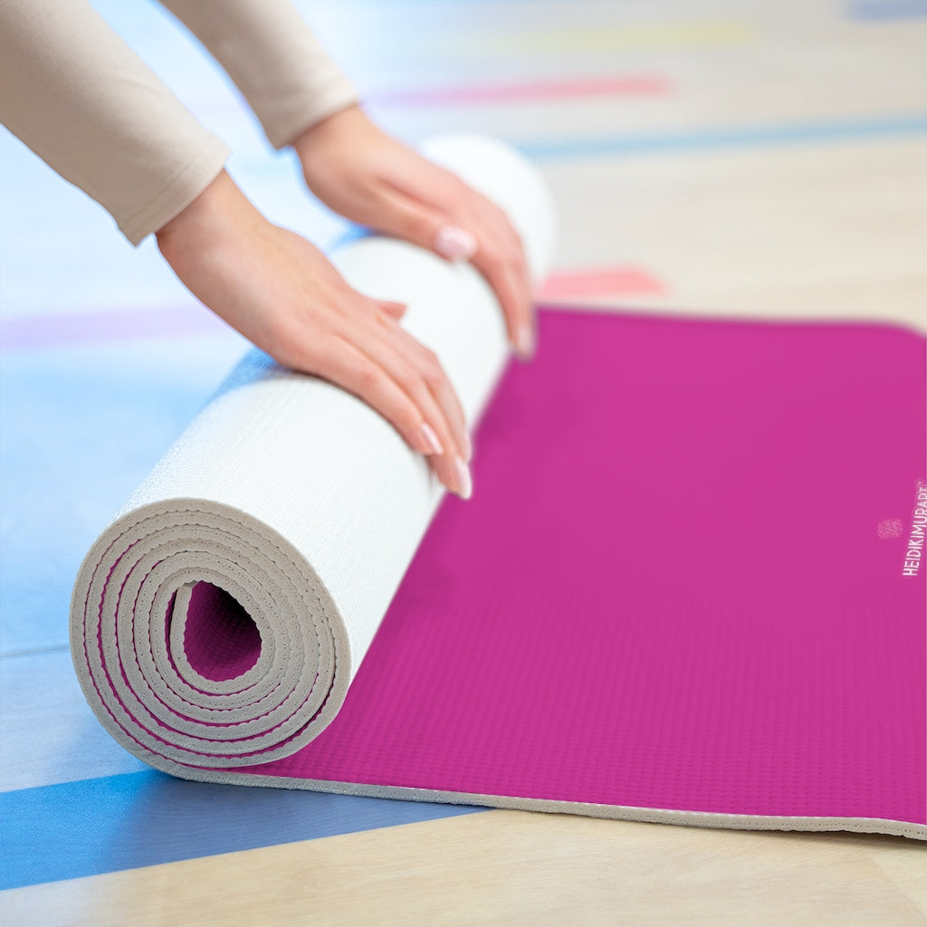 Hot Pink Foam Yoga Mat, Solid Hot Pink Color Best Lightweight 0.25 thick  Mat - Printed in USA (Size: 24″x72)