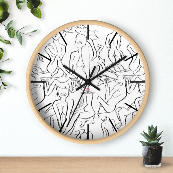 Nude Drawing Art Wall Clock,  10 inch Diameter Art Wall Clock-Printed in USA, Large Round Wood Bedroom Wall Clock