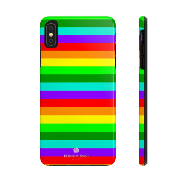 Rainbow Stripe Gay Pride iPhone Case, Colourful Case Mate Tough Samsung Galaxy Phone Cases-Phone Case-Printify-iPhone XS MAX-Heidi Kimura Art LLC