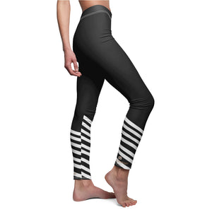 Black Striped Women's Casual Leggings-All Over Prints-Printify-White Seams-M-Heidi Kimura Art LLC