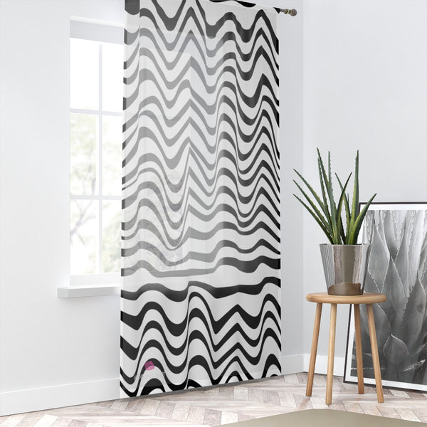 Black White Wavy Window Curtain