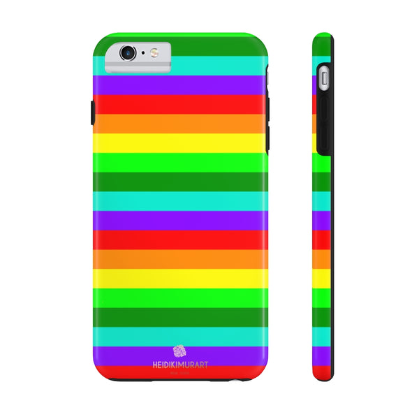 Rainbow Stripe Gay Pride iPhone Case, Colourful Case Mate Tough Samsung Galaxy Phone Cases-Phone Case-Printify-iPhone 6/6s Plus Tough-Heidi Kimura Art LLC