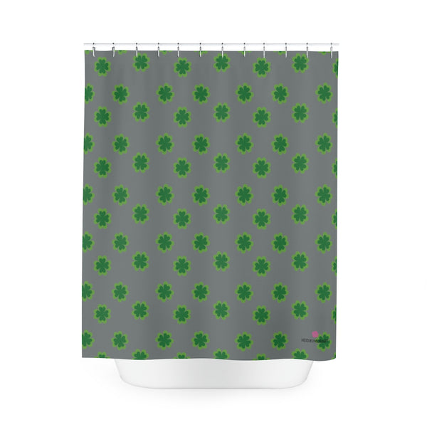 Gray Clover Polyester Shower Curtain