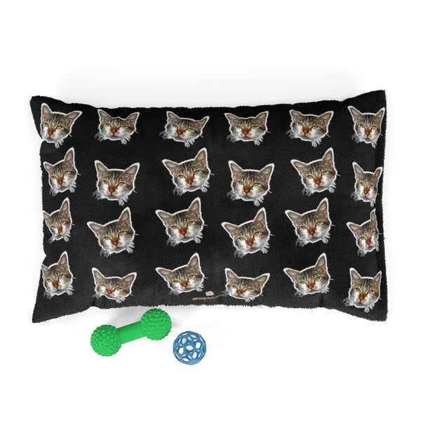 Black Cat Pet Bed, Solid Color Machine-Washable Pet Pillow With Zippers-Printed in USA-Pets-Printify-28x18-Heidi Kimura Art LLC