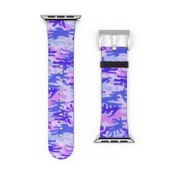 Purple Pink Camo Military Print 38mm/42mm Watch Band For Apple Watches- Made in USA-Watch Band-Heidi Kimura Art LLC