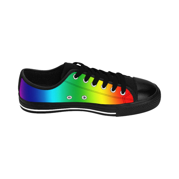 Colorful Rainbow Women's Sneakers, Gay Pride Colorful Ladies' Tennis Canvas Shoes Low Tops