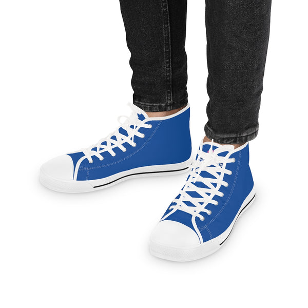 Dark Blue Men's High Tops, Modern Minimalist Best Men's High Top Sneakers (US Size: 5-14)
