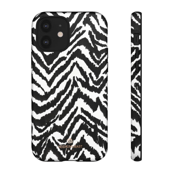 White Tiger Stripe Phone Case, Animal Print Best Tough Designer Phone Case -Made in USA-Phone Case-Printify-iPhone 12-Matte-Heidi Kimura Art LLC
