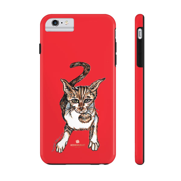 Red Cat Phone Case, Peanut Meow Cat Designer Case Mate Tough Phone Cases-Printed in USA - Heidikimurart Limited 