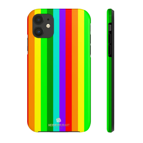 Rainbow Stripe Gay Pride iPhone Case, Case Mate Tough Samsung Galaxy Phone Cases-Phone Case-Printify-iPhone 11-Heidi Kimura Art LLC
