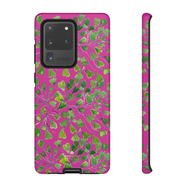 Pink Maidenhair Fern Tough Cases, Hot Pink Green Leaf Print Phone Case-Made in USA-Phone Case-Printify-Samsung Galaxy S20 Ultra-Glossy-Heidi Kimura Art LLC