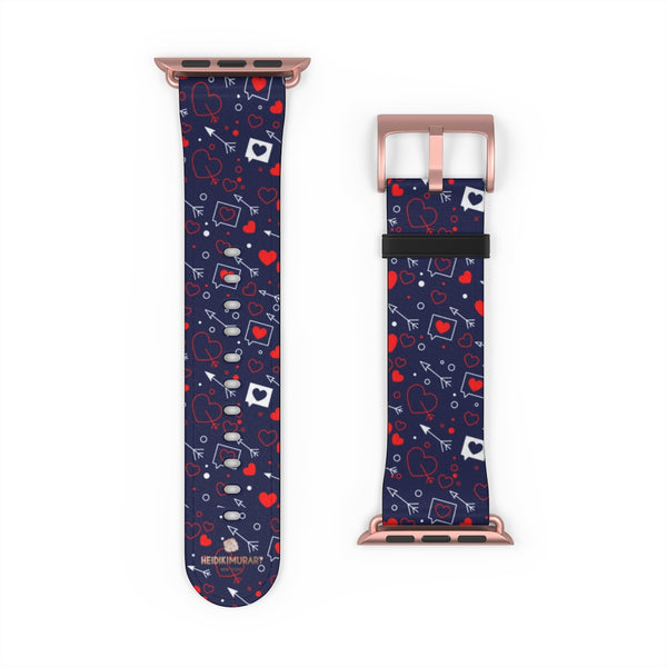 Fun Red Hearts Shaped V Day 38mm/42mm Watch Band For Apple Watch- Made in USA-Watch Band-Heidi Kimura Art LLC