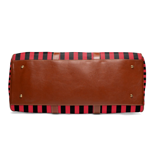 Red Stripe Waterproof Travel Bag