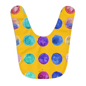 Yellow Cute Colorful Polka Dots Pattern Fleece Baby Bib - Designed and Made in USA-Baby Bib-One Size-Heidi Kimura Art LLC